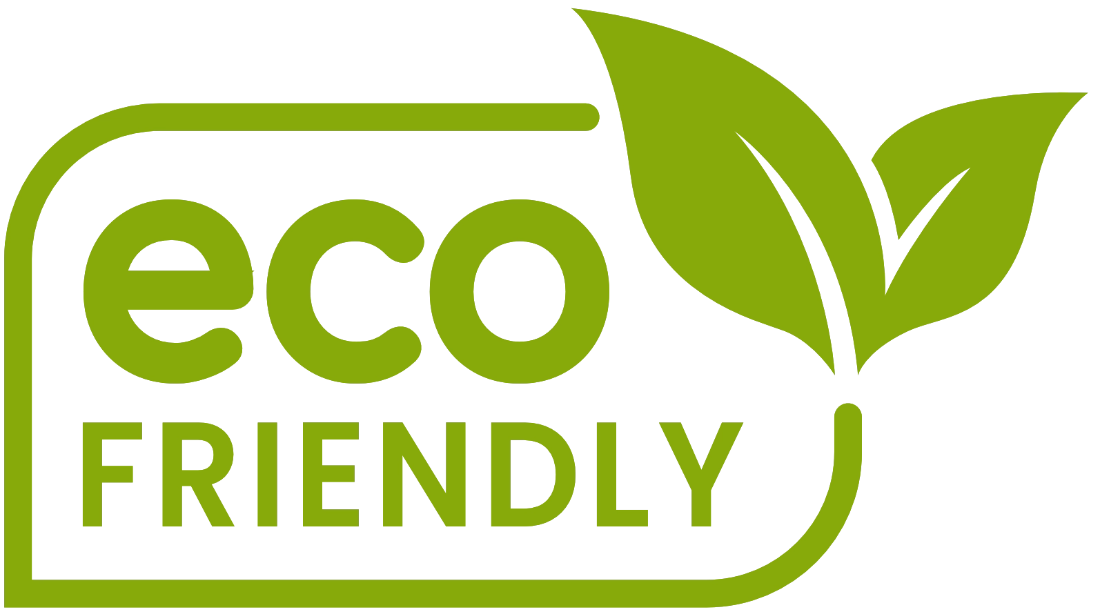 Logo eco friendly con foglie verdi, simbolo di sostenibilità ambientale della struttura