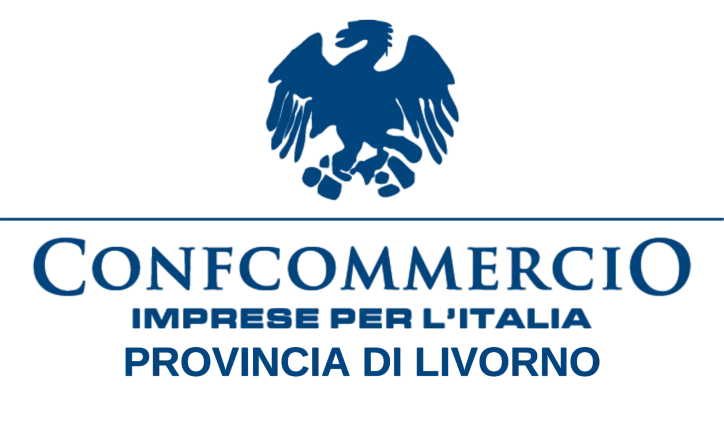 Logo Confcommercio Imprese per l'Italia, provincia di Livorno, con aquila araldica blu